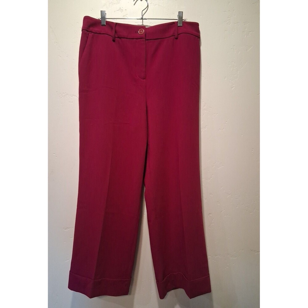 NWT Talbots Wmns Sz 14  Magenta Wide Leg Trouser Cuff‎ Pants Career Office Siren